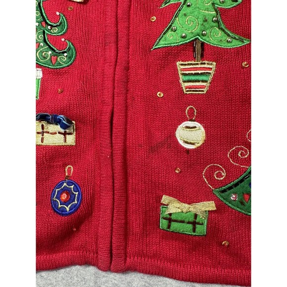 Women‎ Christmas Sweater Red Christmas Trees XL Tiara International vintage ugly - Picture 9 of 11